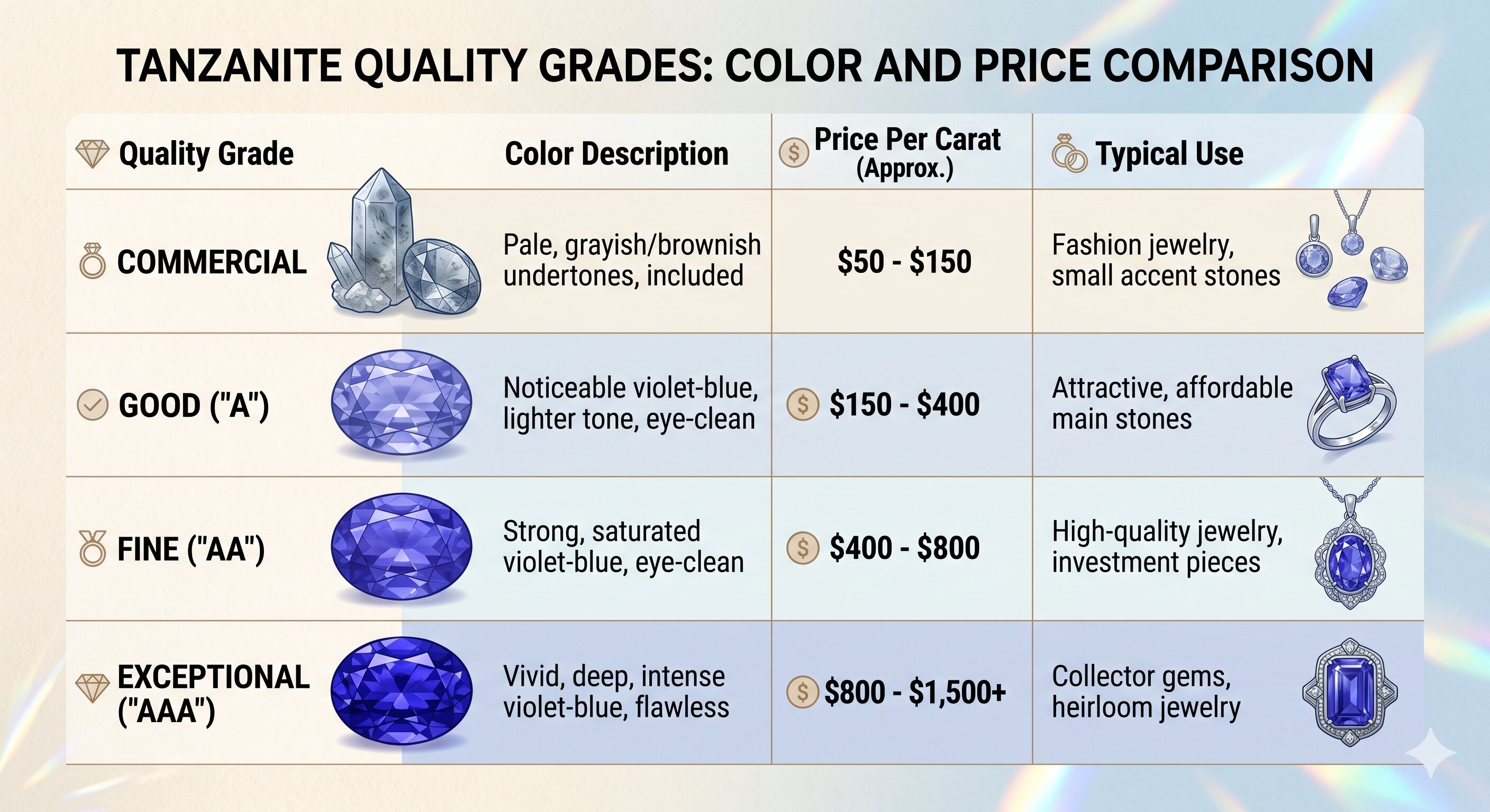 Tanzanite quality grades